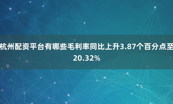 杭州配资平台有哪些毛利率同比上升3.87个百分点至20.32%