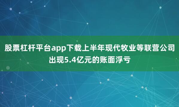股票杠杆平台app下载上半年现代牧业等联营公司出现5.4亿元的账面浮亏